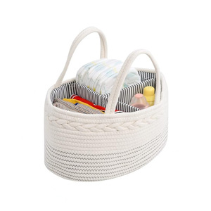 Sac de rangement pour couches en corde de coton, grand format, 36x22x17cm, pour bébé de 0 à 12 mois - Product Image 3