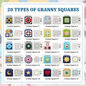 20 pièces/boîte Guide de motifs de <span class=keywords><strong>tricot</strong></span> DIY, modèles de carrés Granny au crochet, kit de crochet pour débutants, <span class=keywords><strong>livre</strong></span> d'apprentissage du <span class=keywords><strong>tricot</strong></span> à la main - Product Image 3