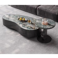 Nouvelle arrivée - Ensemble de table basse en acier inoxydable contemporain à motif marbré MOVVON