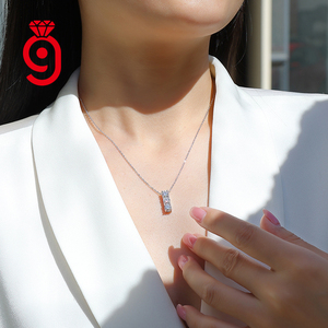 Dames Fijne Sieraden Ketting 925 <span class=keywords><strong>Sterling</strong></span> Zilver 0.5CT Moissanite Hangertje Ketting Schakelketting Dames Kettingen - Product Image 5