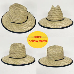 Ready Ship Boys Lifeguard Hat Tan Color Natural Grass Fishing Kids Hat pour l'été pour les voyages quotidiens Sorties décontractées Cyclisme Bébés - Product Image 6