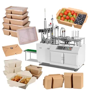 Machines de fabrication de boîtes à lunch jetables en carton, machine artisanale de fabrication de boîtes en papier, montage et formage
