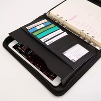 Günstige Business Notepad PU Lederbezug Konferenz Journal Ring Binder Notebook Tasche Planer Notebook mit Metall reiß verschluss