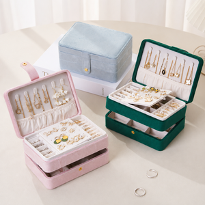 Caja organizadora de joyas de cuero PU de lujo, estuche de almacenamiento multicapa para anillos, pendientes, collares, accesorios y tienda de regalos - Product Image 1