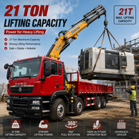 Truk Derek Knuckle Boom HOWO 8x4 21 Ton, Derek Terpasang di Truk Tugas Berat dengan Radius Kerja 14,5m untuk Pekerjaan Konstruksi