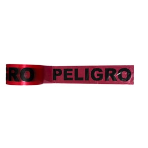 Cinta de advertencia de peligro roja de 75 mm x 300 m, no adhesiva, impermeable, de alta visibilidad, para obras de construcción - Product Image 1