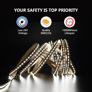Tira de LED de Doble Color Blanco y Blanco Cálido de 24 V CC, 2216, 10 mm, 240 LED, para Gabinetes, Techos y Hogar - Product Image 5