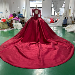 Vestido de Novia Vintage de Lujo de Alta Gama Color <span class=keywords><strong>Vino</strong></span> Tinto con Apliques de Cristal, Vestido de Novia Sexy Xs070 - Product Image 2