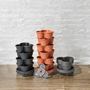 Maceta Apilable Vertical de Plástico <span class=keywords><strong>BC</strong></span> Modern Farmhouse, Maceta Decorativa de Múltiples Niveles para Flores, Torre de Jardín - Product Image 3