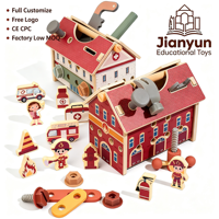 Jouet de construction en bois : Station de pompiers, Hôpital, Jeu de rôle, Construction de maisons, Ensemble de vis et écrous, Kit d'outils de démontage pour enfants, pour l'ingénierie