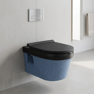 WC monobloc en céramique noire rustique, cuvette décorative colorée pour salle de bain, à siphon, fabriqué en Inde - Product Image 6
