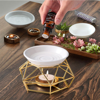 Grosir pembakar minyak keramik bingkai Besi lampu parfum ramah lingkungan anti-bau Aroma minyak esensial lilin cendana penghangat