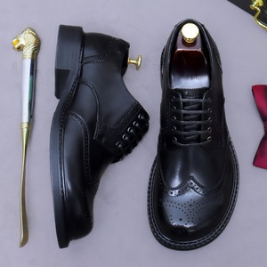 Zapatos de Vestir Formales Retro para Hombre, de Piel Auténtica, con Cordones, Estilo Brogue Derby, Casuales de Negocios, para Boda, de Alta Gama, Resistentes - Product Image 2