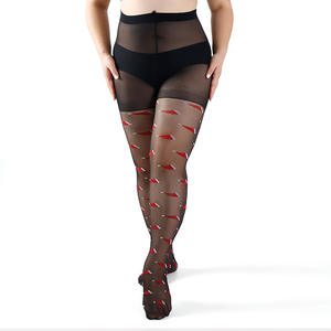 Collants Jacquard <span class=keywords><strong>Femme</strong></span> Grande Taille 30 Deniers à Motif Père Noël Transparent Personnalisé, Taille Haute avec Bout Renforcé - Product Image 3