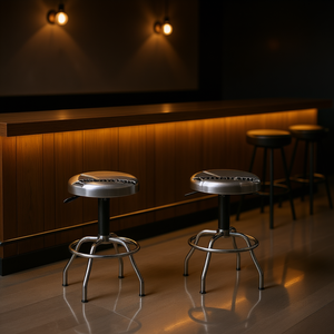 Ensemble de 2 tabourets de bar réglables en acier inoxydable avec rotation à 360 degrés pour usage commercial - Product Image 2