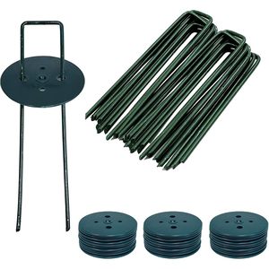 Estacas de hierro verdes redondas en forma de U de 6 pulgadas Sanxing One Stop para instalación de césped artificial - Product Image 1