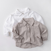 Vente en gros d'automne, hauts pour enfants de 1 à 6 ans, chemises à manches longues en coton uni, vêtements pour enfants, t-shirts pour bébés garçons et filles