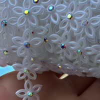 Cadena de diamantes de imitación pequeños con forma de estrella pentagonal, 10 tamaños, al por mayor, adorno de plástico con diamantes de imitación, cadena de cristal brillante para accesorios de ropa DIY