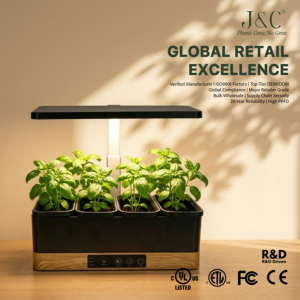 Jardin intelligent d'intérieur J&C Wood Look avec LED à spectre complet, <span class=keywords><strong>hauteur</strong></span> réglable, minuterie pour le jardinage d'intérieur et l'agriculture urbaine - Product Image 1