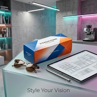 Boîte d'emballage personnalisée auto-érectible en carton pliable pour lunettes de vue et de soleil, finition mate, estampage à chaud UV, gaufrage à feuille d'argent