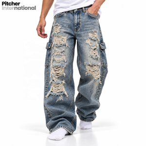 Wholesale <b>mens</b> loose denim <b>pants</b> Custom <b>mens</b> loose denim <b>pants</b> Loose jeans Heavyweight Denim Low MOQ Streetwear - Product Image 2