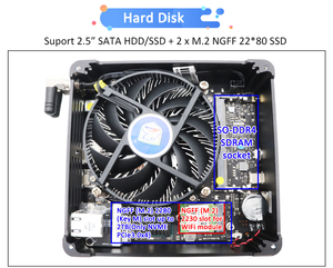 Eglobal 10 Gen Intel Core i7-10870H Máy tính để bàn máy tính 64GB D4 SSD + HDD hiển thị kép 6USB nhỏ PC Win10 Fan chơi game mini PC - Product Image 3