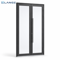 Porte en aluminium et verre moderne et intelligente LANGE, triple vitrage personnalisé, porte à battant en aluminium à économie d'énergie pour hôtel et maison