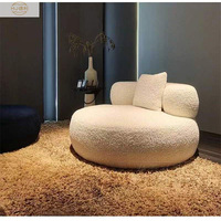 Canapé individuel moderne en fausse fourrure de mouton crème, grand fauteuil blanc décontracté pour salon, chambre à coucher, hôtels tendance sur internet