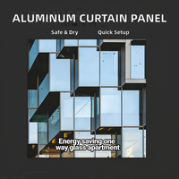 Système de mur-rideau en aluminium pour façade |   Revêtement mural en aluminium enduit de PVDF, classe A résistant au feu, pour hôtel et villa