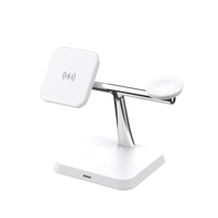 Chargeur sans fil léger 3 en 1 15W avec port Type-C, support magnétique en forme de T pour téléphone, montre et écouteurs, bureau à domicile