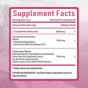 Oazvita oem העור הלבנת l-glutathione טיפה ליפוזומלית 2000 מ "ג עם ויטמין <span class=keywords><strong>C</strong></span> תוספת נוזל גלוטתיון - Product Image 2