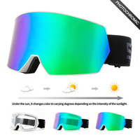 Lunettes de ski personnalisées en gros, protection UV400, lunettes de sport pour le ski, lunettes de soleil photochromiques anti-buée, lunettes de snowboard