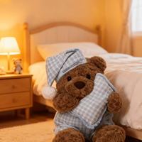 Peluche Ours Mignon en Pyjama, Jouet Apaisant pour le Sommeil, Compagnon de Nuit pour Filles, Cadeau d'Anniversaire