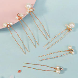 Tocado de Novia Estilo Europeo Americano, Juego de 6 Piezas, Pasadores de Pelo con Perlas y Diamantes de Imitación para Mujer, Accesorios para el Cabello de Boda - Product Image 4