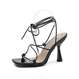 Sandalias de tacón bajo con cordones y punta cuadrada abierta, ligeras, con plantilla de goma y contrafuerte abierto, ideales para el verano - ¡Venta caliente! - Product Image 5