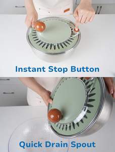 Escurridor de Ensaladas Multifuncional de Acero Inoxidable con Control Manual, Mezclador de Verduras, Secador de Frutas, Apto para Lavavajillas - Product Image 2