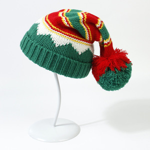 Gorro <span class=keywords><strong>de</strong></span> Papá Noel <span class=keywords><strong>de</strong></span> punto <span class=keywords><strong>de</strong></span> <span class=keywords><strong>tres</strong></span> colores para padres e hijos <span class=keywords><strong>de</strong></span> invierno al por mayor, gorro <span class=keywords><strong>de</strong></span> Feliz Navidad con pompón en la parte superior - Product Image 2
