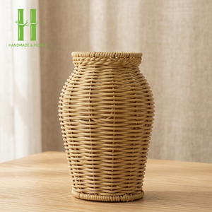 Vase en rotin tissé à la main d'urne en osier élégant de haute qualité pour fleurs sèches Vase de table en rotin minimalisme du Vietnam - Product Image 1