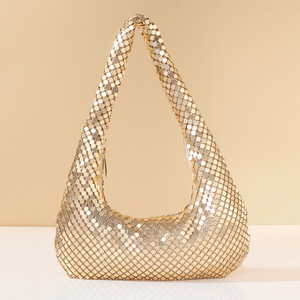 Borsa da Sera di Lusso con Paillettes a Rete per <span class=keywords><strong>Donne</strong></span>, Borsa Brillante Argento e Oro, Stile Y2K, Borsa a Tracolla per Feste e Matrimoni - Product Image 1