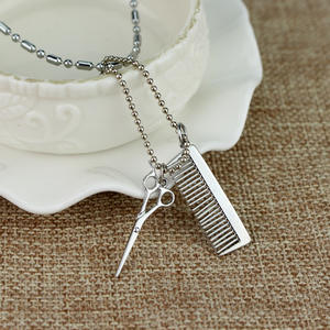 Moda saç kesme aletleri kolye saç berber kolye tarak ve makas kolye kolye erkekler kadınlar için - Product Image 6