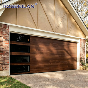 Portes <span class=keywords><strong>de</strong></span> <span class=keywords><strong>garage</strong></span> résidentielles électriques sectionnelles en aluminium mousse à grain <span class=keywords><strong>de</strong></span> bois, design moderne et écoénergétique - Product Image 1