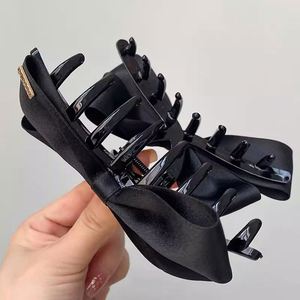Elegant Black <b>Bow</b> Fabric Handmade Hair Clip Womens <b>Large</b>-size Headpiece Back-of-head Shark Clip Updo Hair Claw Barrette Gift - Product Image 3