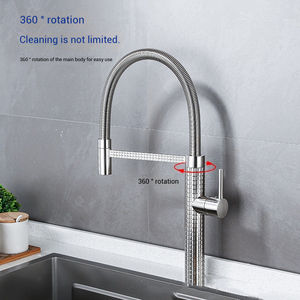 Robinet de cuisine <span class=keywords><strong>gourmet</strong></span> en acier inoxydable mitigeur d'eau chaude et froide avec motif sanitaire Robinet à ressort décoré pour la cuisine - Product Image 6