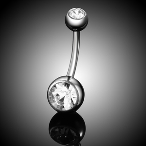 10 Pezzi <span class=keywords><strong>Piercing</strong></span> all'<span class=keywords><strong>Ombelico</strong></span> in Titanio 14G con Doppia Gemma in Zirconia Cubica, Filettatura Esterna - Product Image 5
