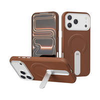 Étui de téléphone magnétique en cuir artificiel pour PC, avec support rotatif en métal, antichoc, pour 17 18 Pro Max, compatible avec la charge sans fil