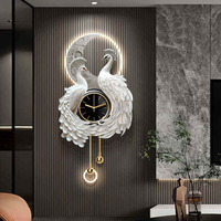 Horloge murale moderne, peinture décorative murale pour fond TV, nouvelle peinture murale 3D effet paon 2026 pour salon