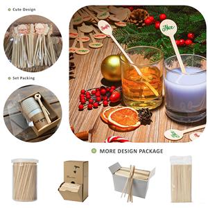 ECO JFB 2025 OEM Picaretas De Madeira Descartáveis Impressão Personalizada Série Temática Quadrada Cabeça Redonda De Madeira <span class=keywords><strong>Cocktail</strong></span> Agitadores - Product Image 5