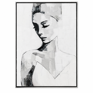 Dipinto a Olio di Alta Qualità 100% Fatto a Mano, Ritratto in <span class=keywords><strong>Bianco</strong></span> <span class=keywords><strong>e</strong></span> <span class=keywords><strong>Nero</strong></span> per Donna, Arte da Parete Incorniciata per Soggiorno, Ingresso, Decorazione d'Interni - Product Image 5