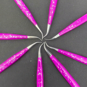 Custom Sparkle Pink <b>Lash</b> Tweezers Set Various Tips for Volume Fans Stainless Steel <b>Lash</b> Artist Tools OEM - Product Image 1