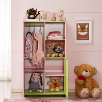 Armoire à vêtements en bois rose pâle moderne et charmante pour filles, porte en MDF, meubles de chambre à coucher, rangement, armoire, usage domestique